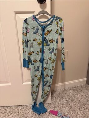 Little Sleepies Light Blue Ocean Fish Footed Pajamas